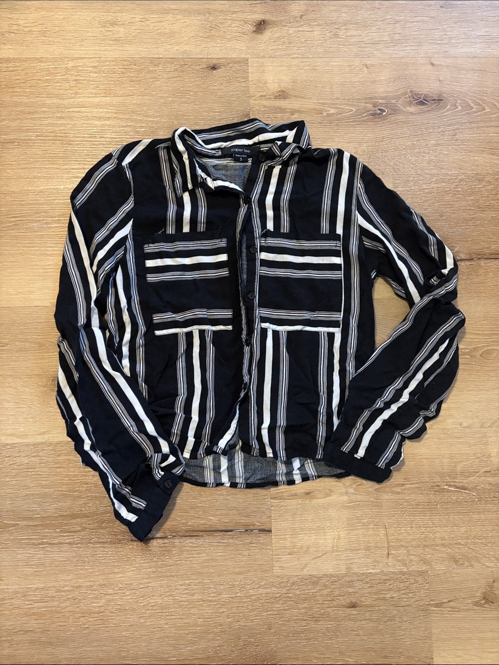 Striped Button-Front Black & White Shirt